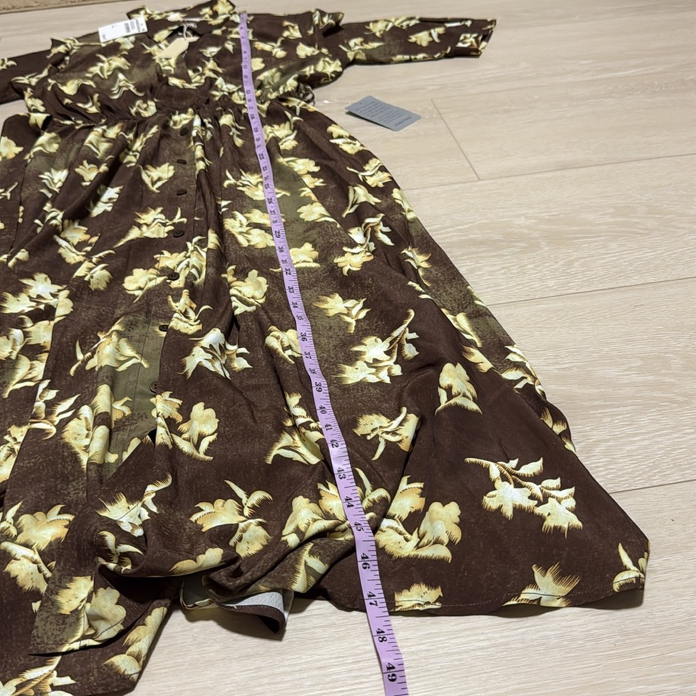 MELLODAY Brown Floral Collared Button Down Midi Dress NEW - Picture 7 of 8